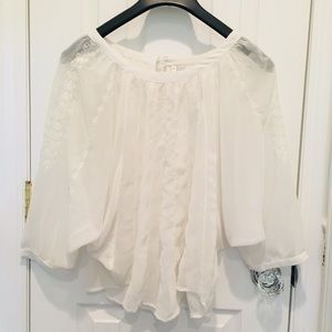 Lauren Conrad sheer blouse w bow size S bohemian